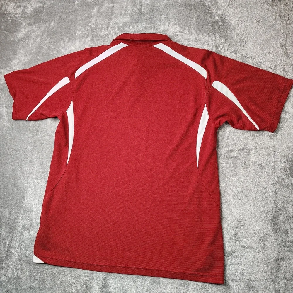 VTG Nike Team Oklahoma Sooners Polo Shirt Mens XL Red NikeFIT DRY Short Sleeve